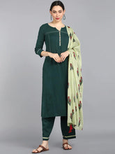 Cotton Solid Kurta Pant Dupatta Set